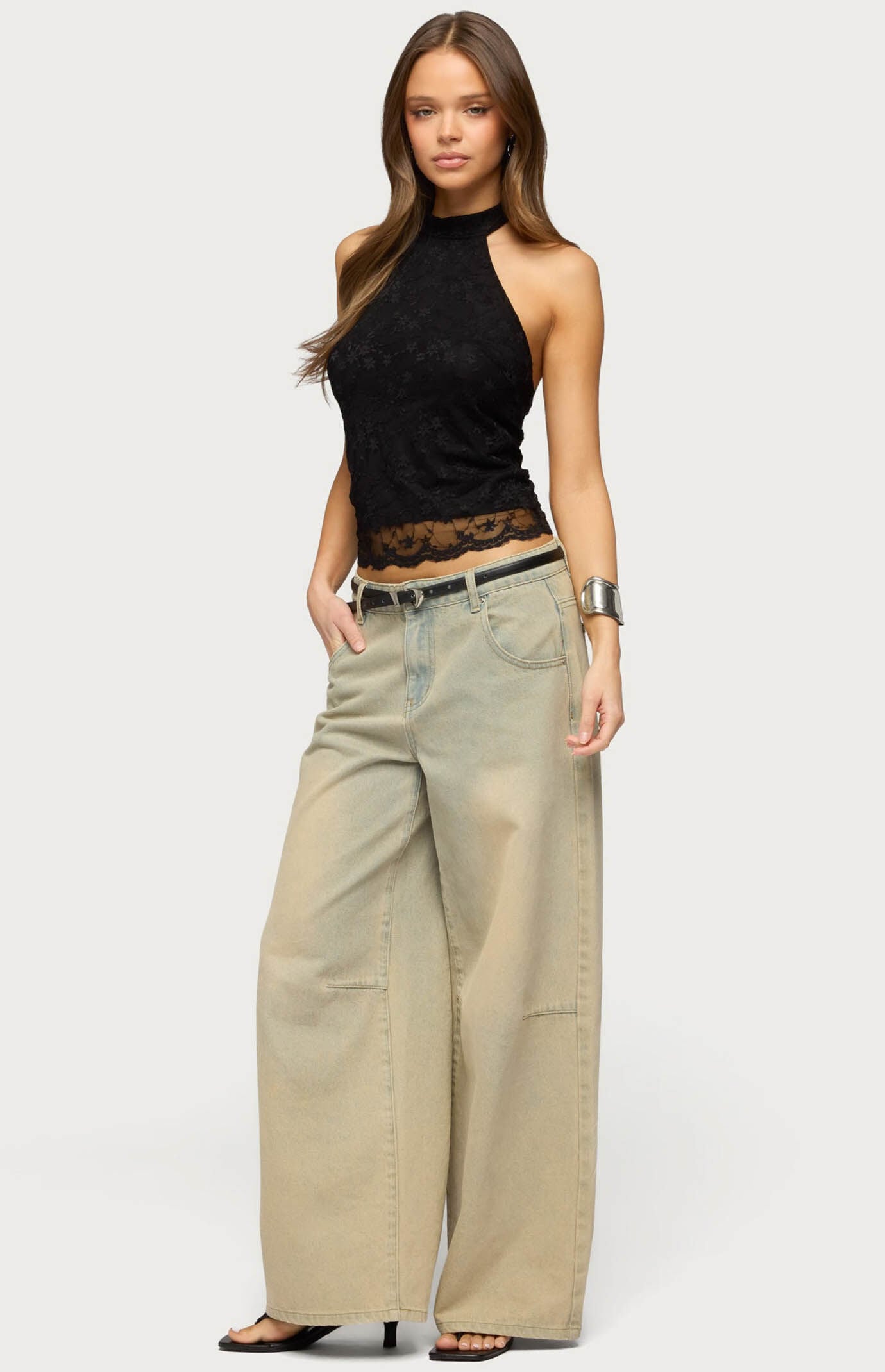 Edikted Perrie Lace High Neck Halter Top