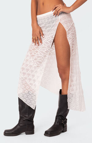 Sheer Patchwork Lace Maxi Skirt image number 2