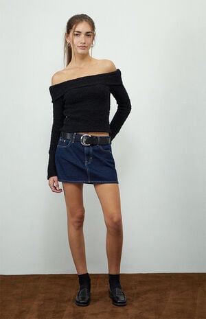 Faux Leather Half Moon Metal Buckle Belt image number 1