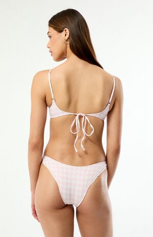 Pink & White Plaid Hazel Underwire Bralette Bikini Top image number 6