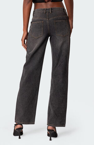 Rivet Trim Straight Leg Jeans image number 5