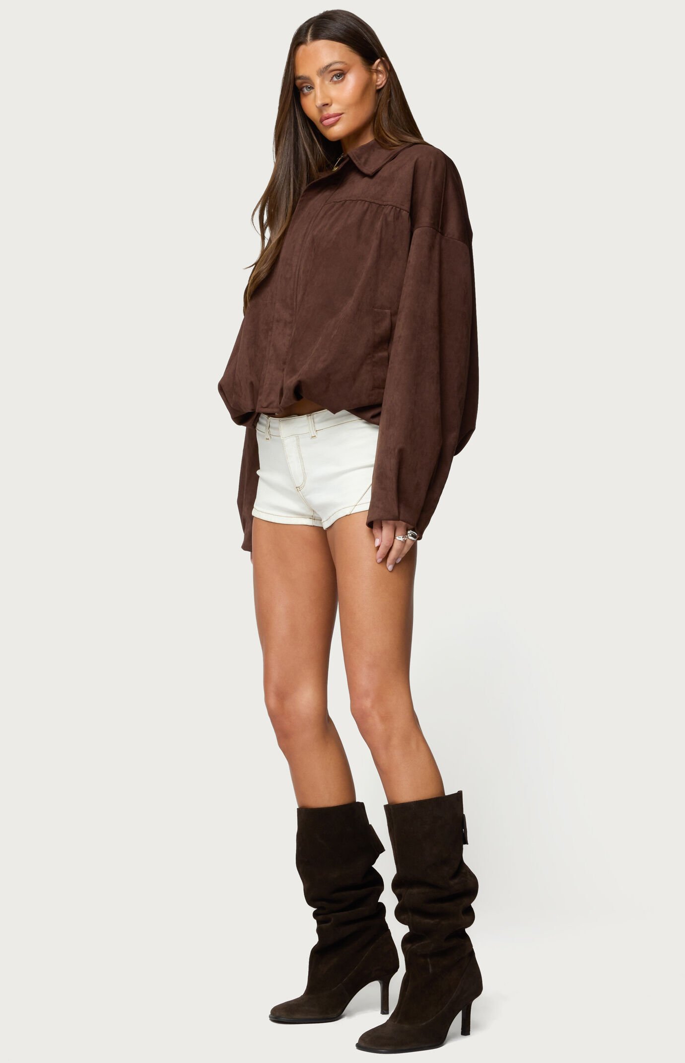 Edikted Alberta Faux Suede Bubble Jacket