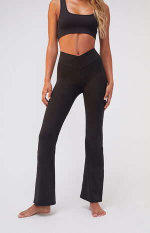 PAC WHISPER Black Active Crossover Flare Yoga Pants image number 3
