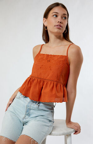 Embroidered Babydoll Cami Top image number 1