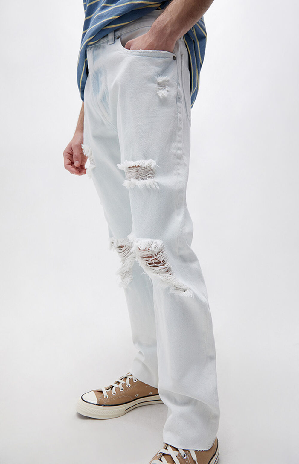 PacSun Eco Bleach Ripped Straight Jeans PacSun