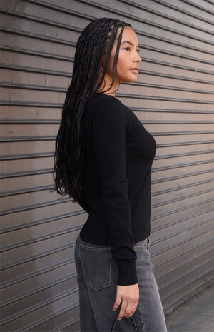 Black Button Down Cardigan image number 3