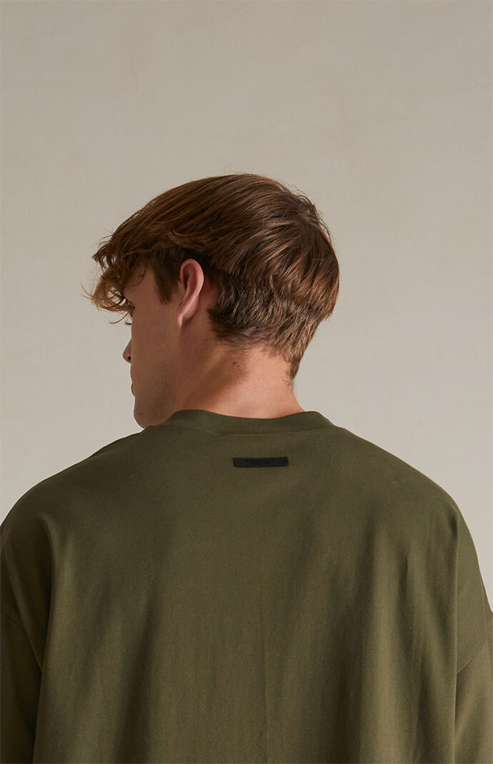 ☆FEAROFGOD☆ ESSENTIALS JERSEY CREWNECK TEE MILITARY - 24FW Jersey Crewneck Tee - Military | ESSENTIALS | Fear of God