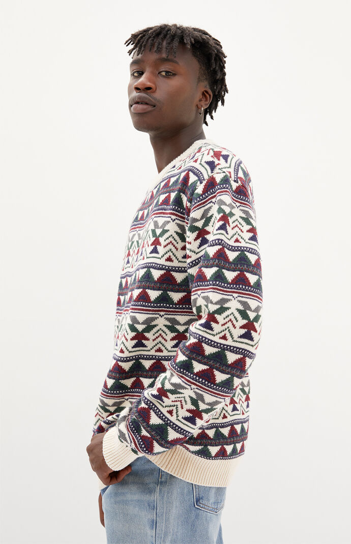 Mixed Print Crew Neck Sweater