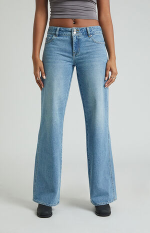 Casey Low Rise Baggy Jeans Double Button Medium Indigo image number 2