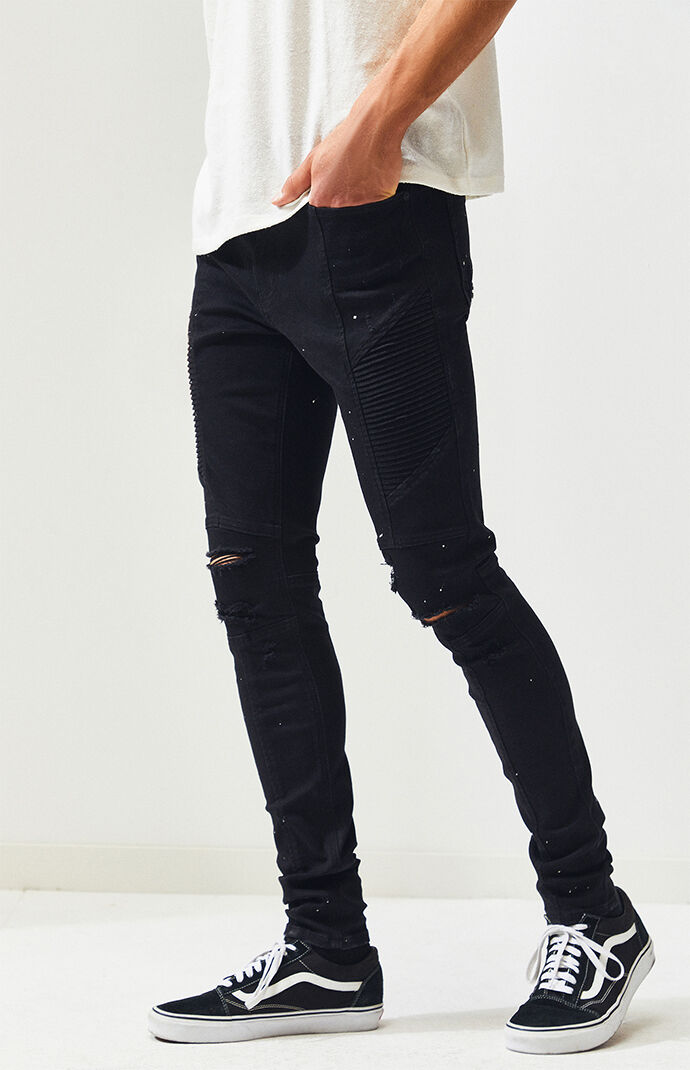 PacSun Black Moto Destroy Stacked 