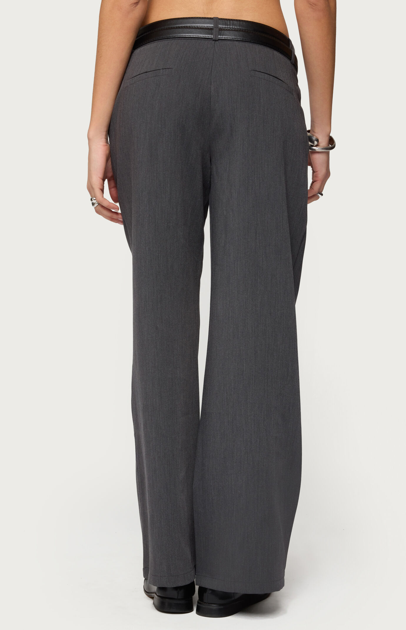 Edikted Andy Double Belt Straight Leg Tailored Pants