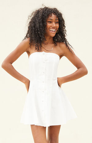 Strapless Button Front Mini Dress image number 2