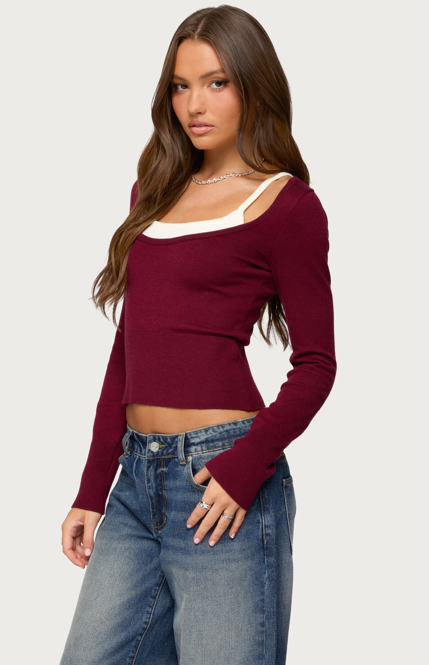 Edikted Cecile Layered Long Sleeve Top