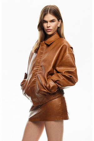 Faux Leather Kenny Bomber Jacket image number 2