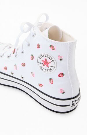 Kids Chuck Taylor Embroidered Strawberries All Star Lift High Top Platform Shoes image number 7