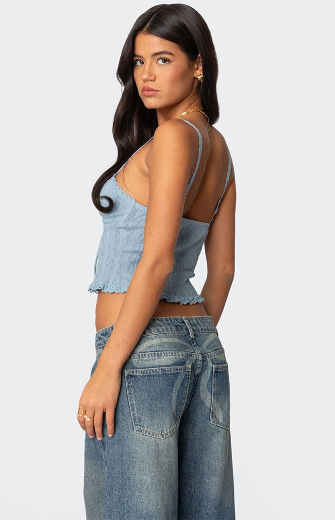 【THEAIRTOWN】Lace Layered Vintage Stud Draped Tank Top ★ Edikted Lacey Knit Tank Top | PacSun