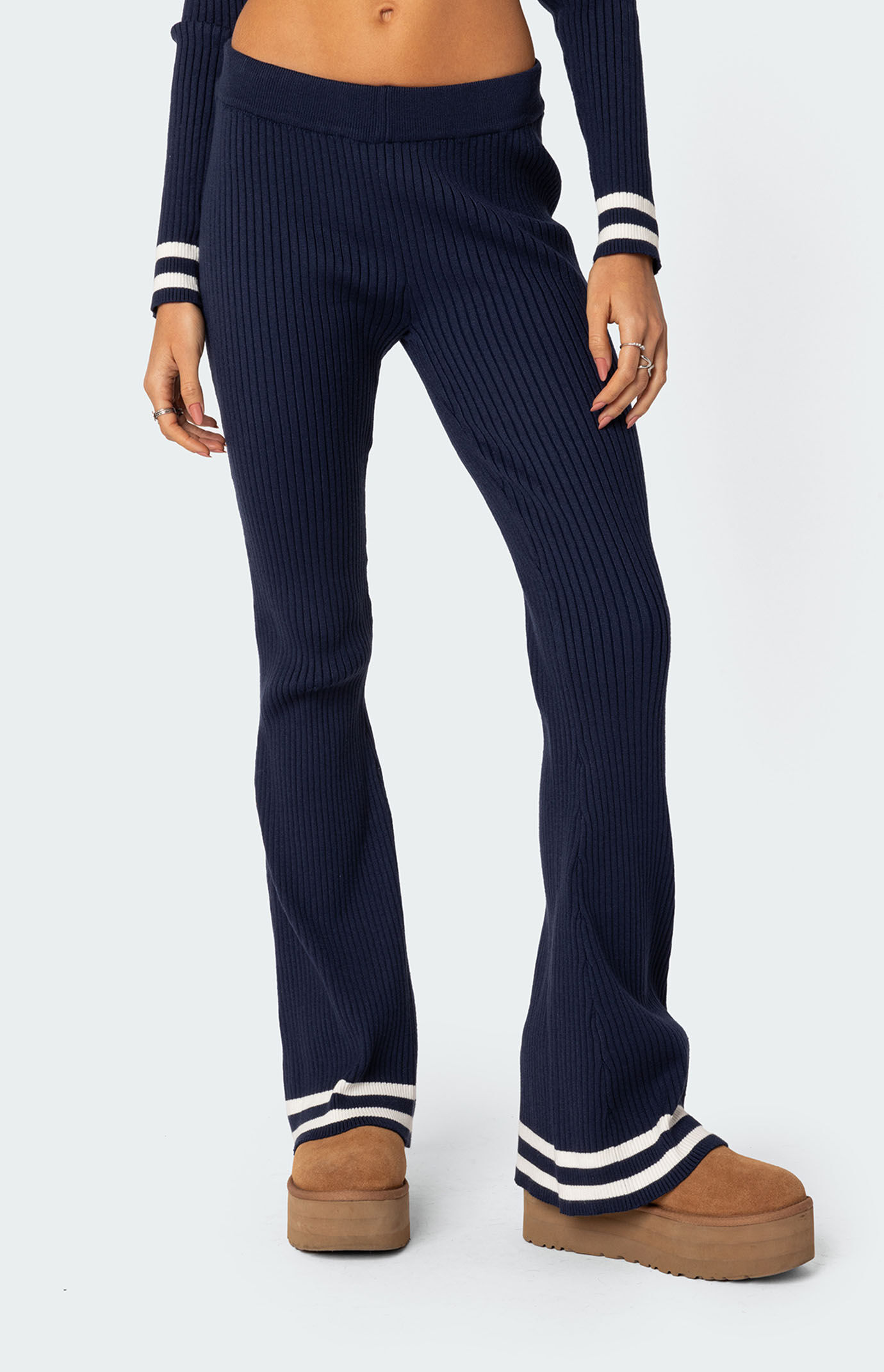 Edikted Pluto Ribbed Flared Pants