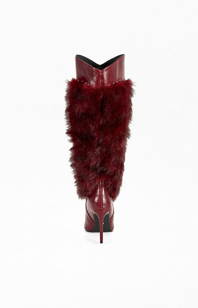 AZALEA WANG Women's Alisette Burgundy Stiletto Boots
