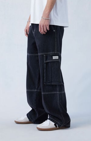 Eco Black Extreme Baggy Cargo Jeans image number 4