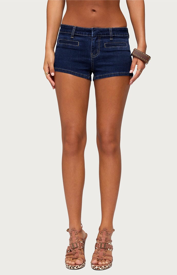 Edikted Alita Low Rise Denim Micro Shorts