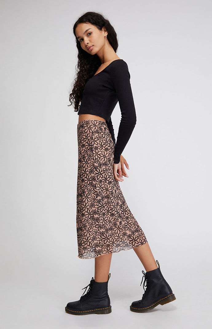 LA Hearts Mesh Midi Skirt PacSun