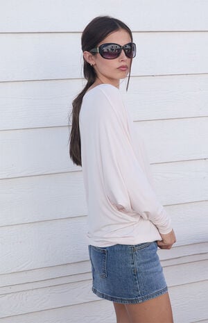 Light Pink Aina Off-The-Shoulder Long Sleeve Top image number 3