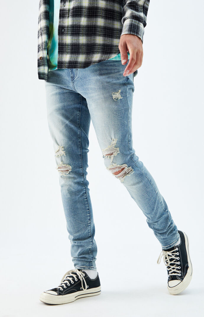 Light Ripped Stacked Skinny Jeans