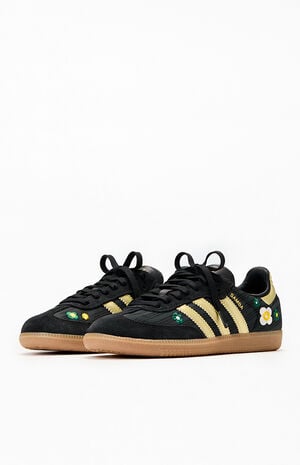 Women's Black & Gold Floral Samba OG Sneakers image number 2