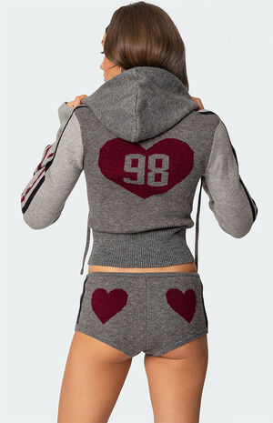 Heart Knit Zip Up Hoodie image number 1