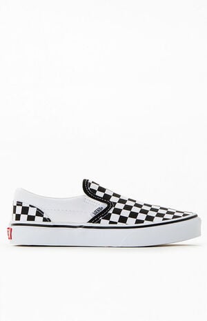 Kids Black & White Checker Classic Slip-On Shoes image number 1
