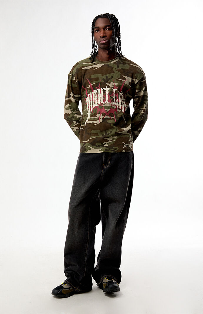 Nightlab Night Camo Waffle Knit Long Sleeve T-Shirt | Pacsun