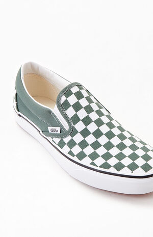 Checkerboard Green Slip-On Shoes |