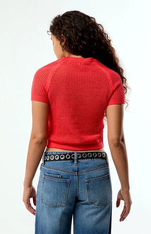 Knit Crochet Short Sleeve Top image number 4