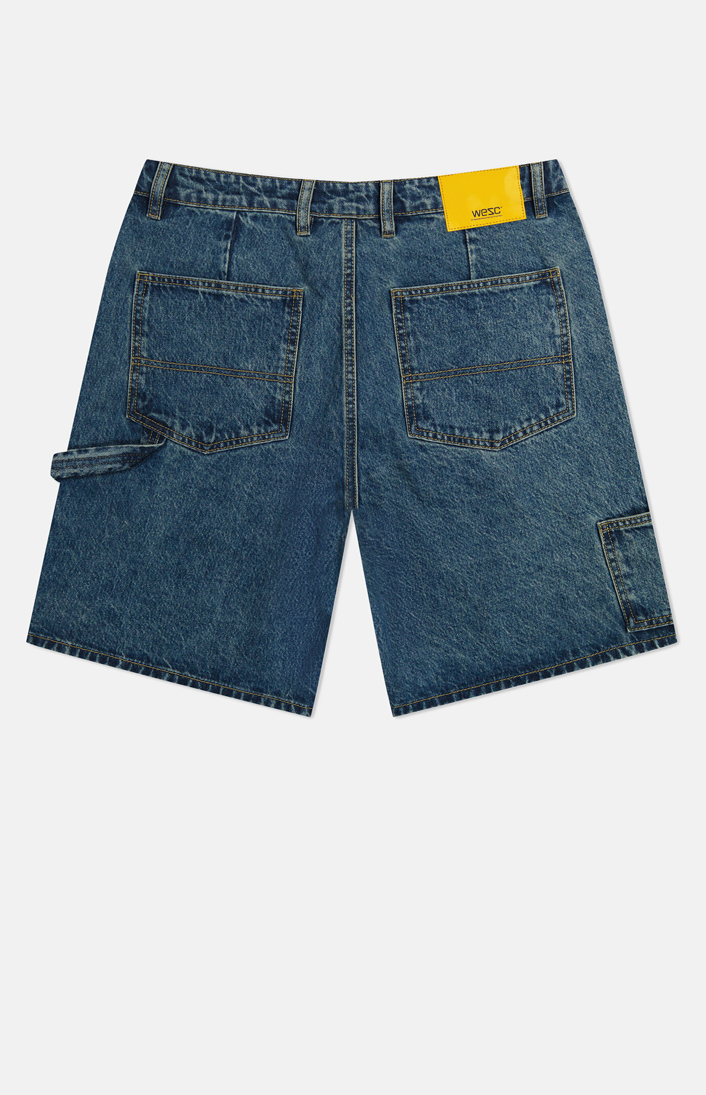 WeSC Medium Blue Denim Carpenter Baggy Shorts | Pacsun