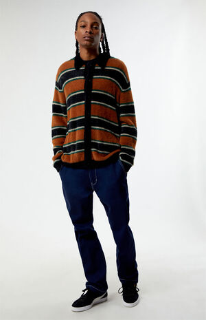 Brown Stripe Button Up Sweater image number 3