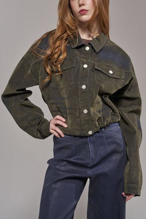 Sampson Olive Velvet Denim Jacket image number 1