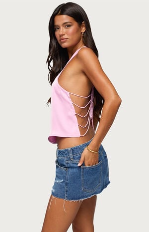 Satin Backless Bead Chain Top image number 2