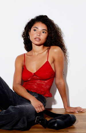 Printed Lace Cami Top image number 4