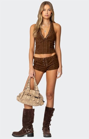 Sloane Faux Suede Halter Top image number 5