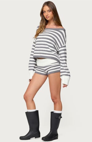 Saphi Striped Oversized Knit Sweater image number 4