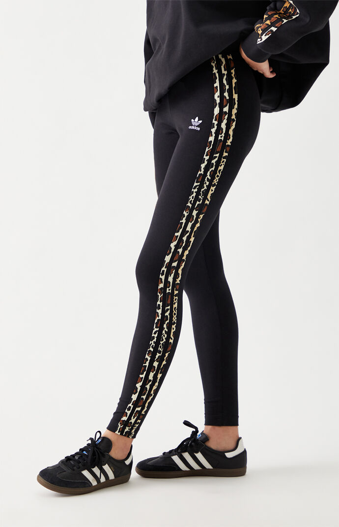 adidas Leopard 3 Stripes Leggings PacSun