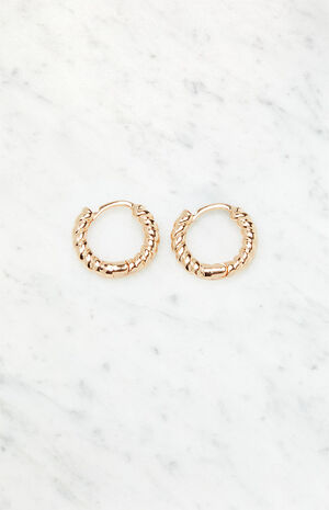 Gold Croissant Hoop Earrings image number 1