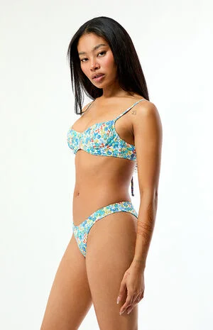 Blue & White Rae High Cut Bikini Bottom image number 4
