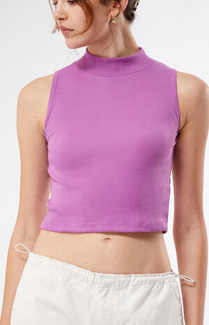 Purple Mock Neck Tank Top image number 2