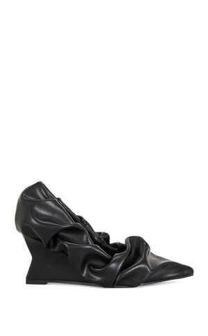 Women's Aicha Black Faux Leather Wedge Pumps image number 1