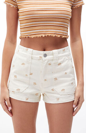 Mushroom Embroidered Elastic Waist Shorts image number 5