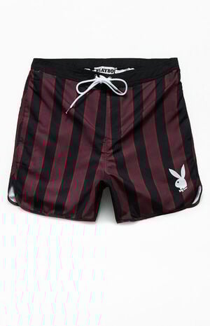 By PacSun Striped Scalloped 15" Swim Trunks image number 1