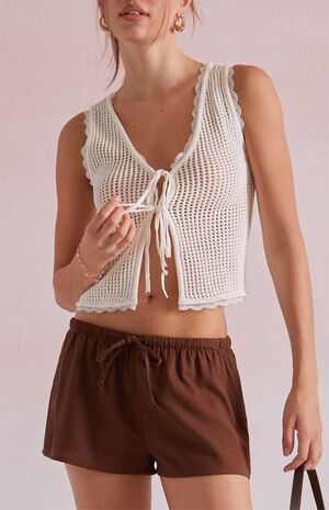 Lisette Tie Front Crochet Tank Top image number 5