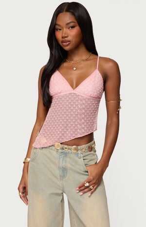 Beaded Mesh Asymmetric Backless Top image number 1