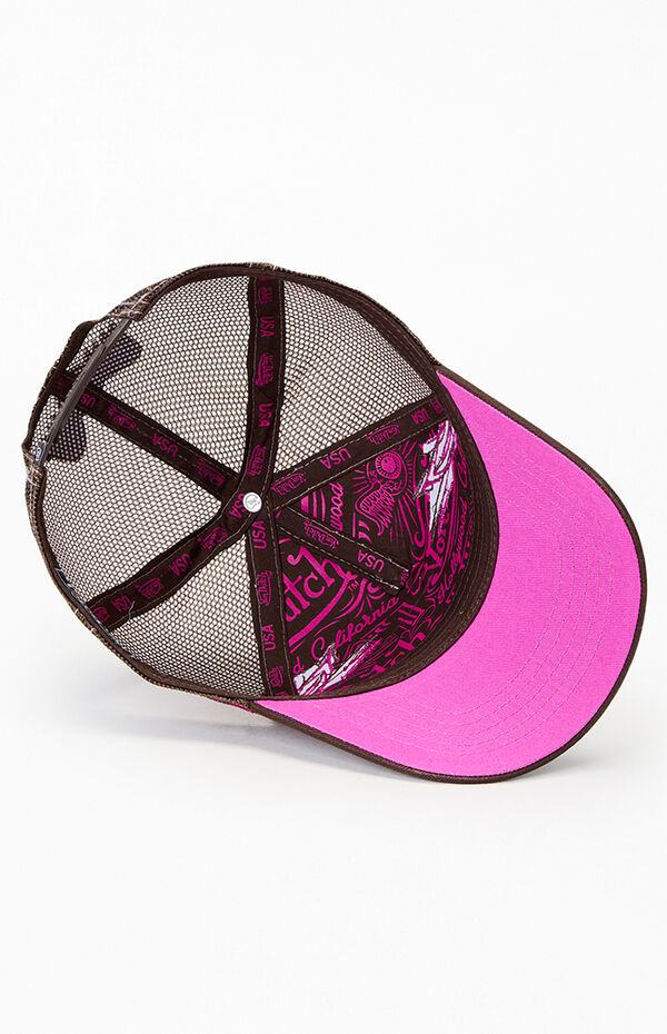 Mmm… Bitchin’ Hot Sauce Floral Black and Pink Adjustable TruckerHat Cap MMM... BITCHIN main image 2